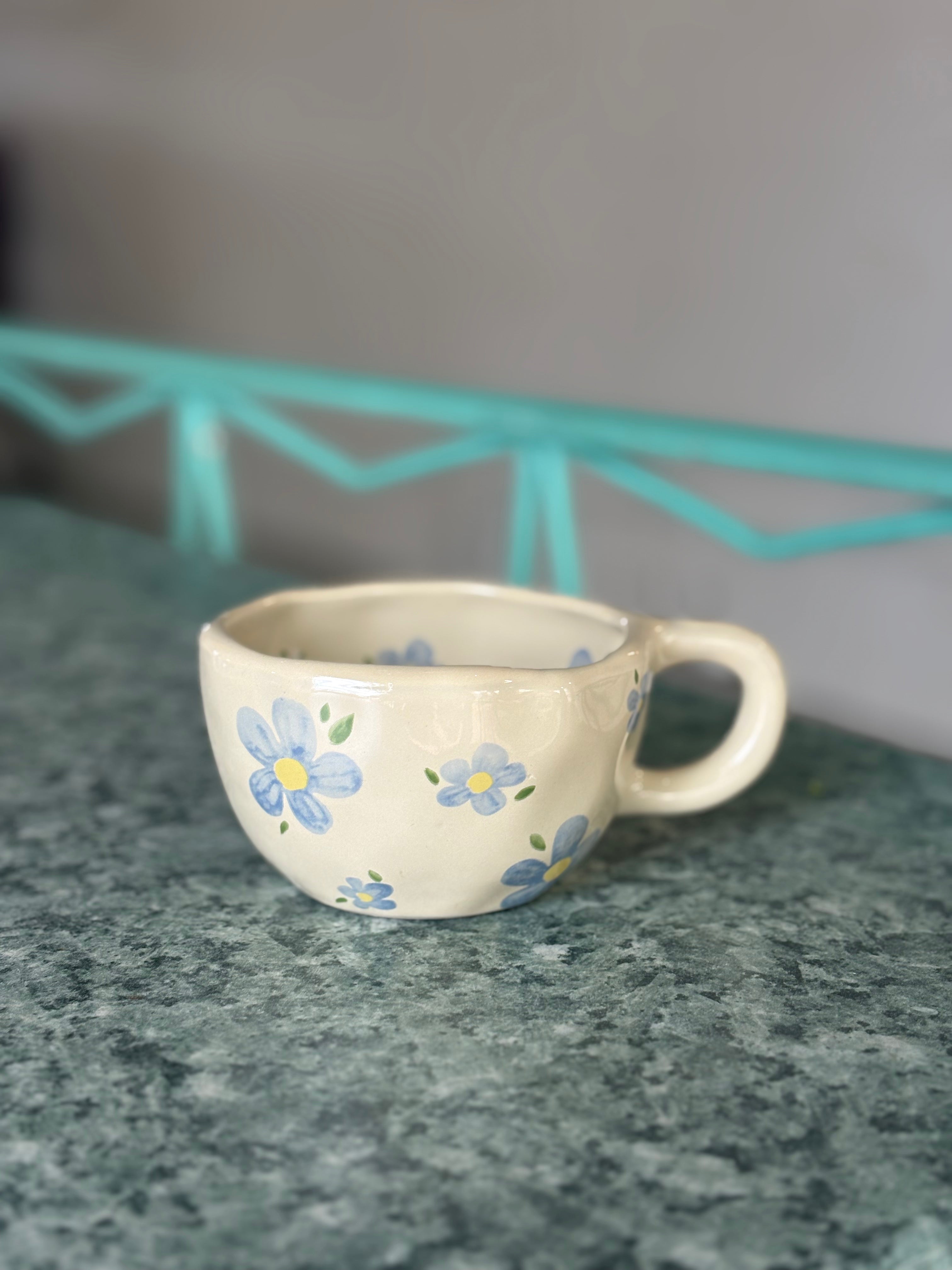 Floral Painted Ceramic Tea Cup